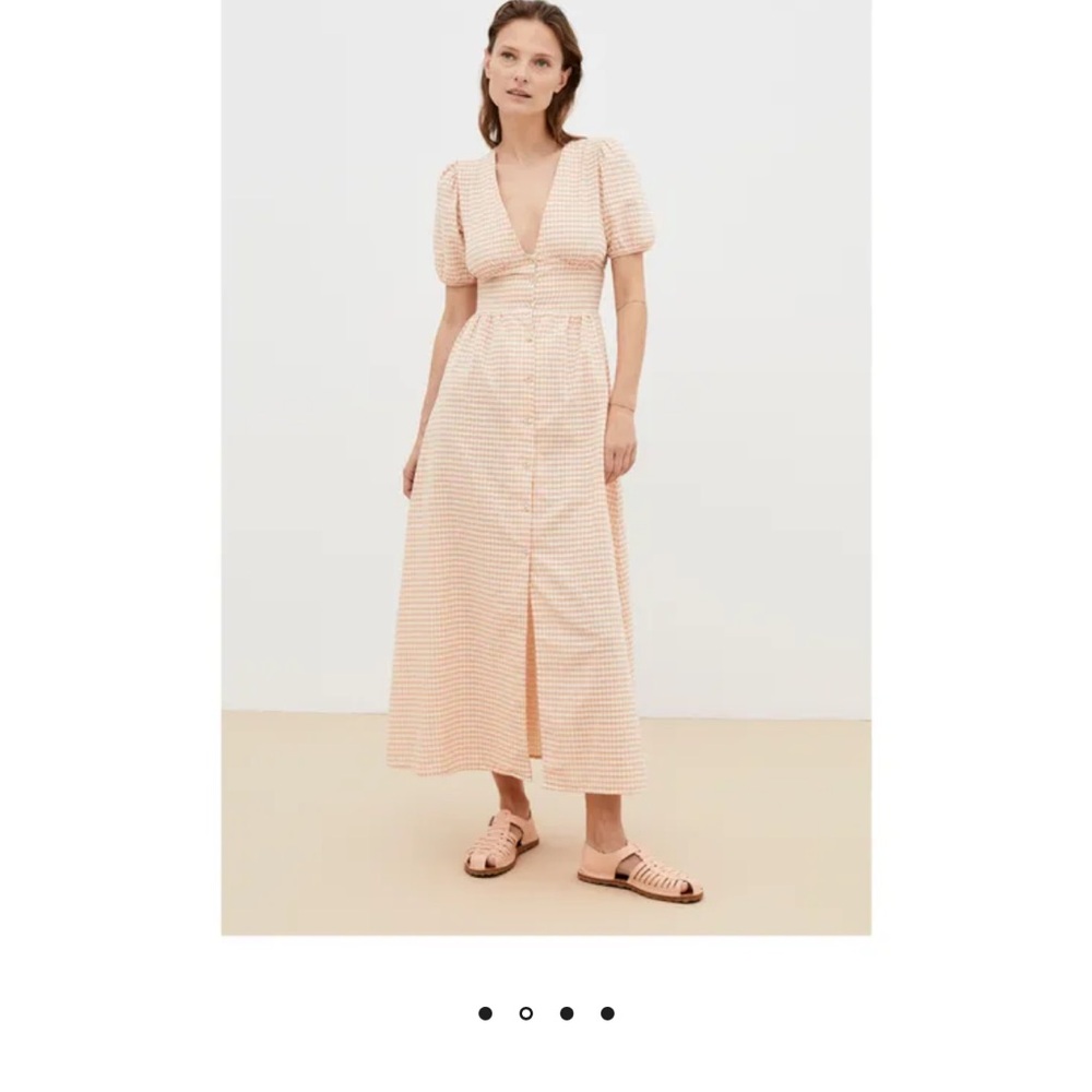 The New Society pink Gingham cotton Maxi Dress